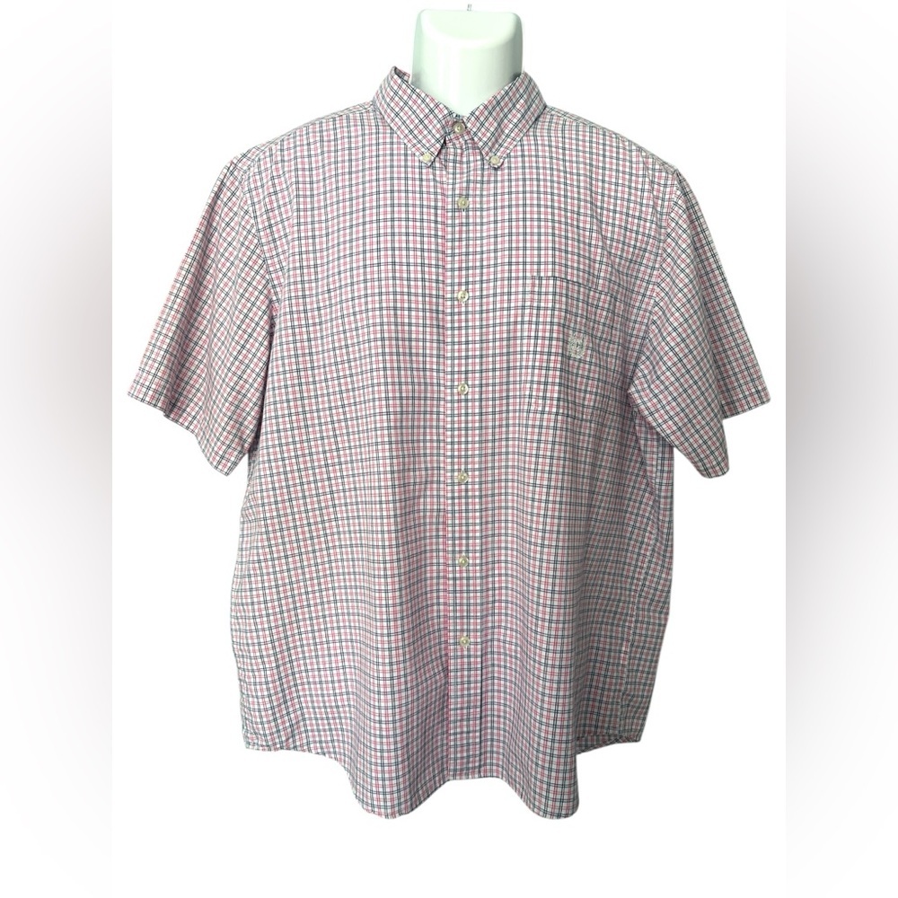 Chaps Red and Blue Casual Button Down Shirt-XL